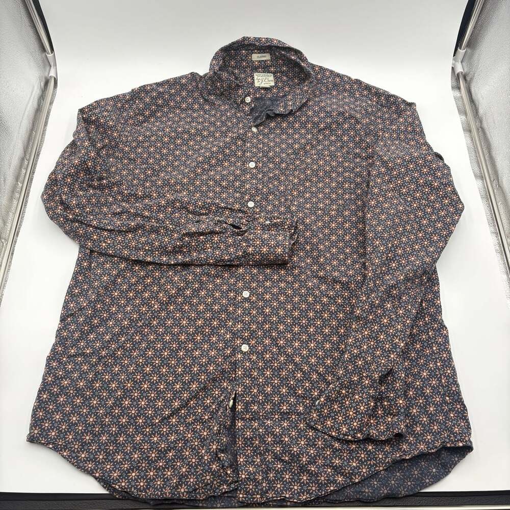 J. Crew Secret Wash Stretch Shirt Men's XL Long Sleeve Button Down with Floral P